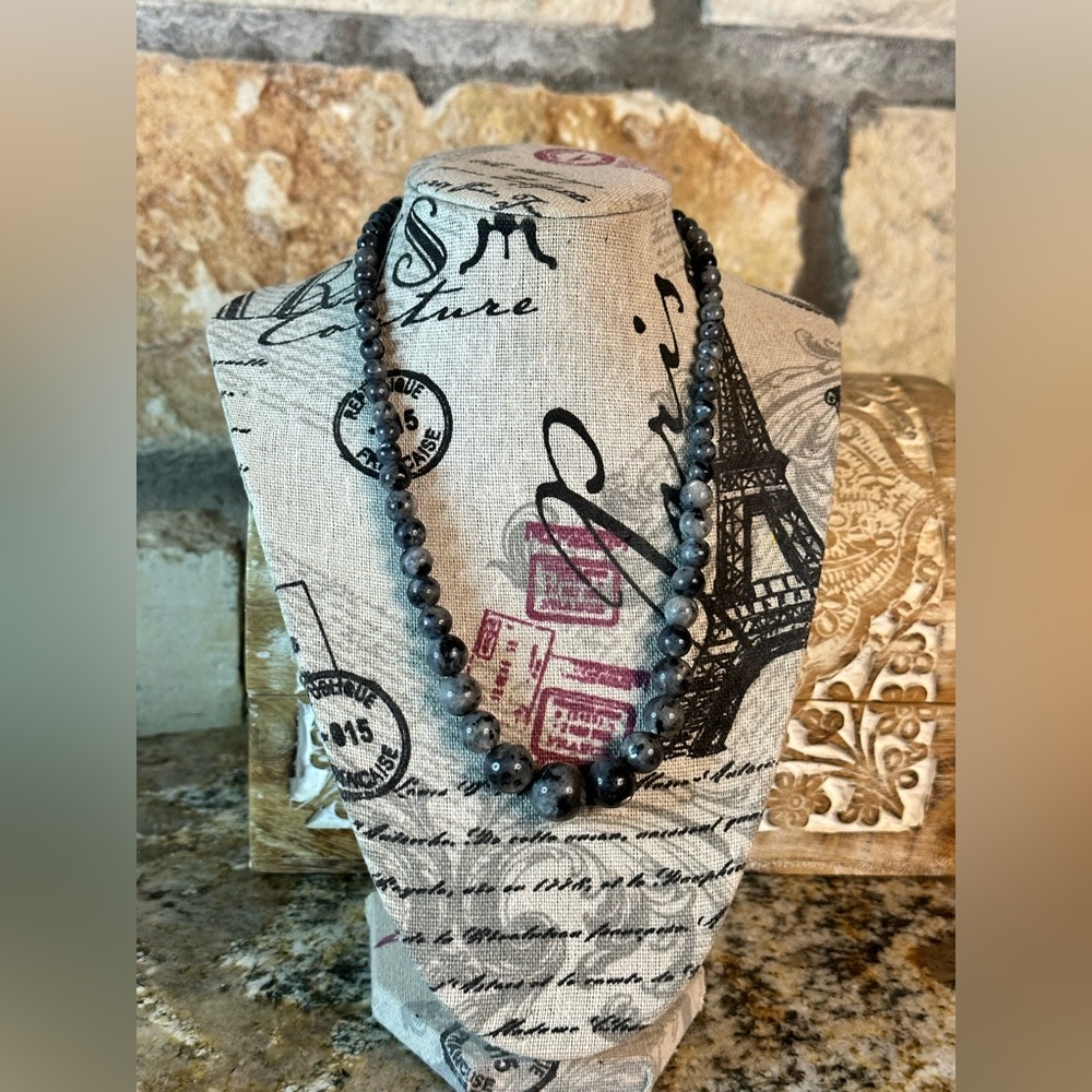 Larvikite Stone Beaded Necklace